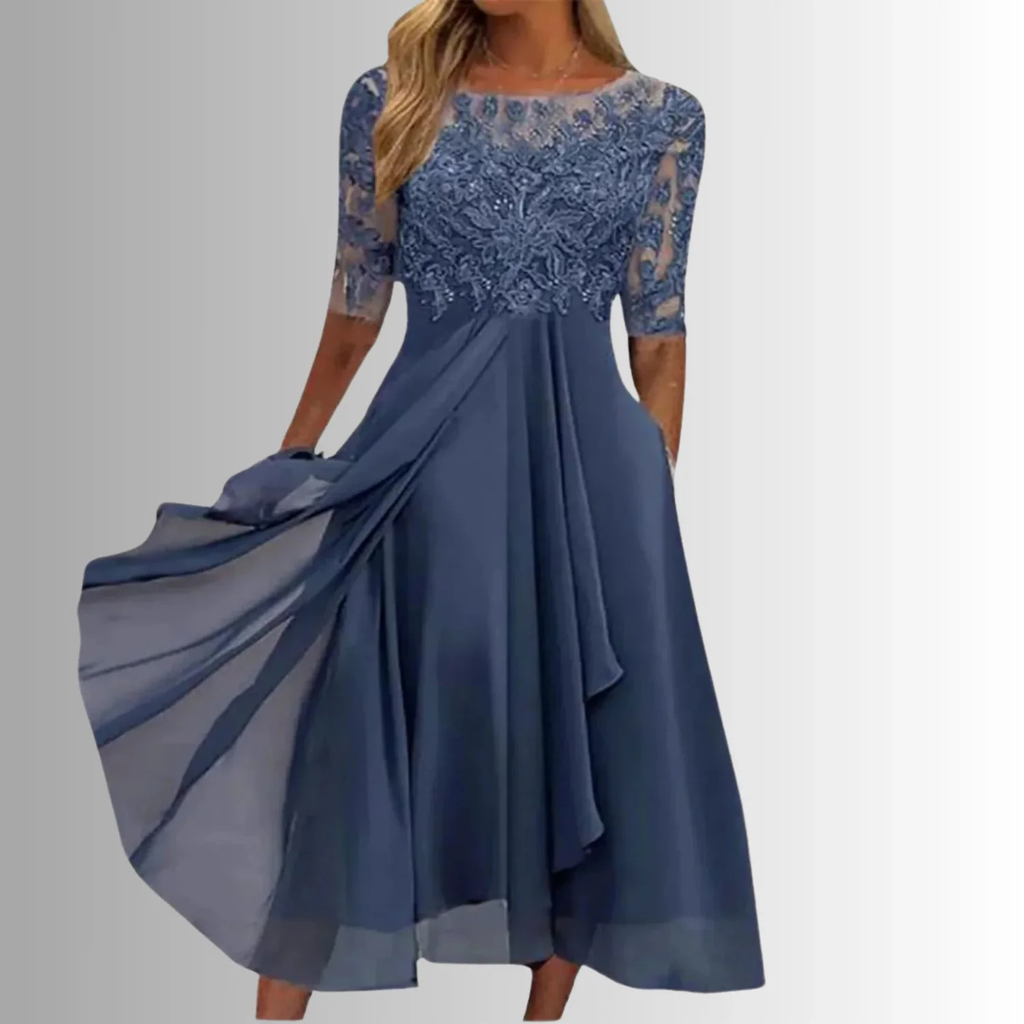 Women's Lace Chiffon Midi Dress