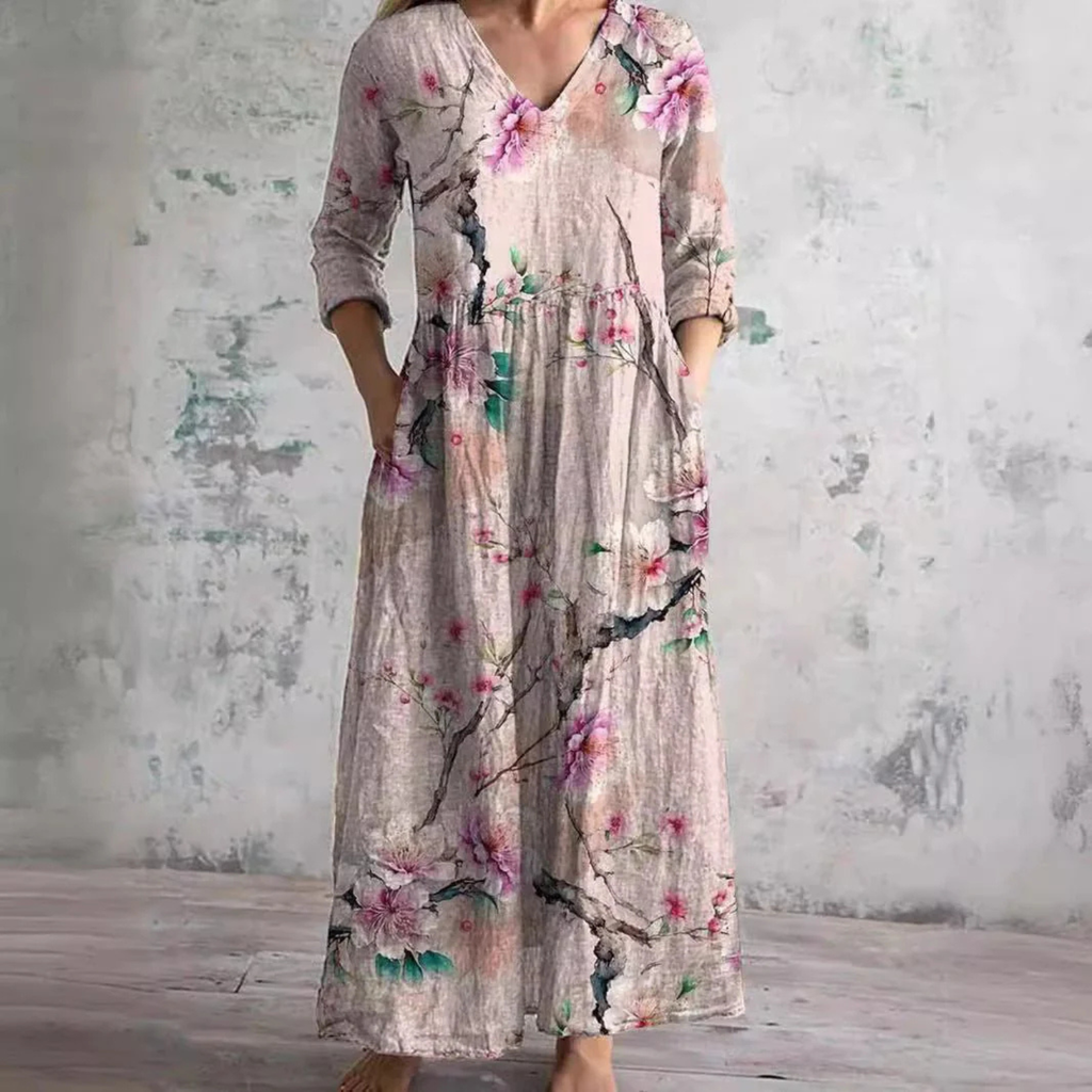 Women's Vintage Floral Print Maxi Dress
