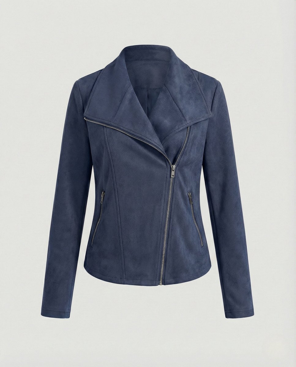 Women's Asymmetric-Zip Tailored Faux Suede Leather Jacket