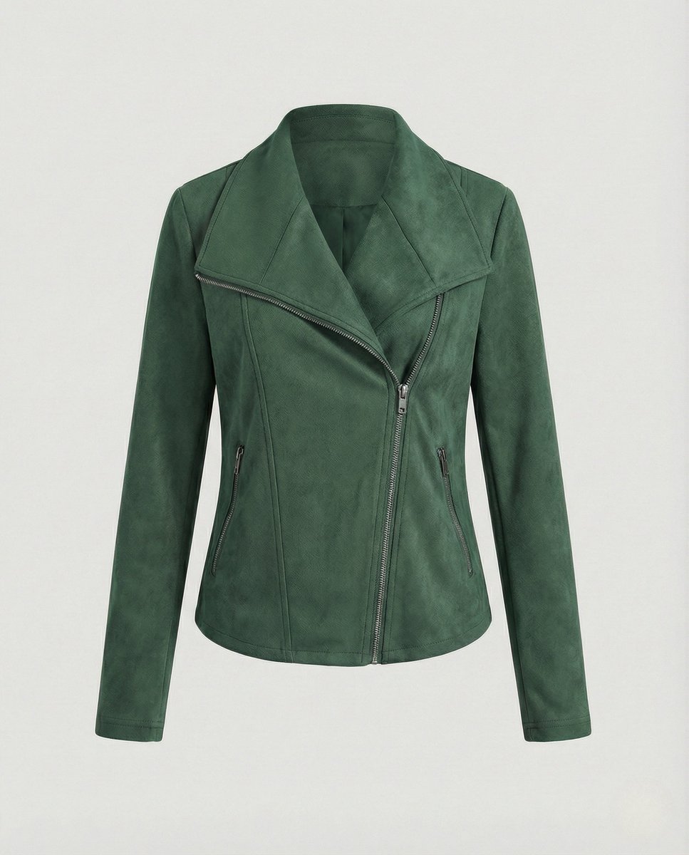 Women's Asymmetric-Zip Tailored Faux Suede Leather Jacket