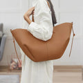 Women's Oversized Vintage Faux Leather Shoulder Tote Bag - Camel